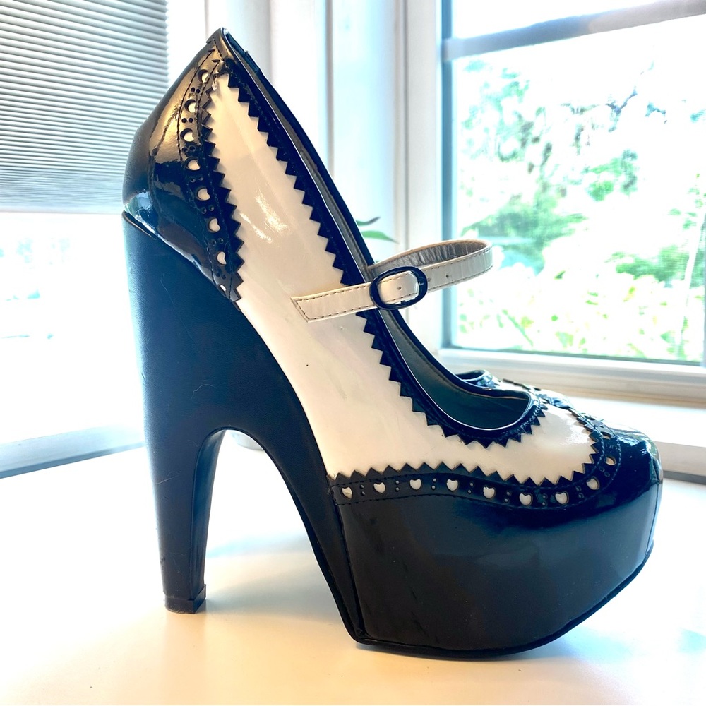 TUK pinup style patent leather mary jane platform heels